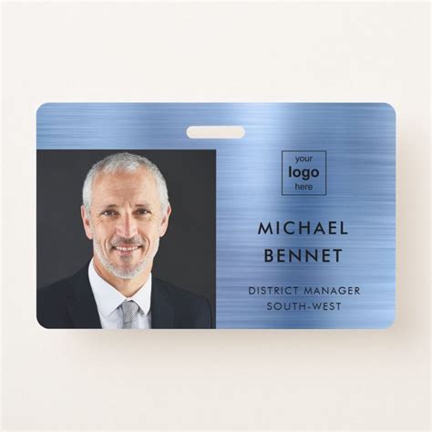 a metal id card with an image of michael bennet