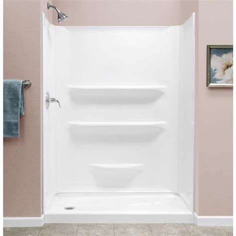 Style Selections 54x27 White 2-Piece Alcove Shower Kit (Common: 54-in x ...