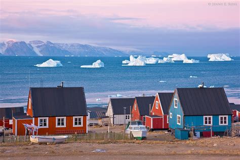 Sunrise in the town of Qaanaaq, Greenland...good morning, icebergs ...