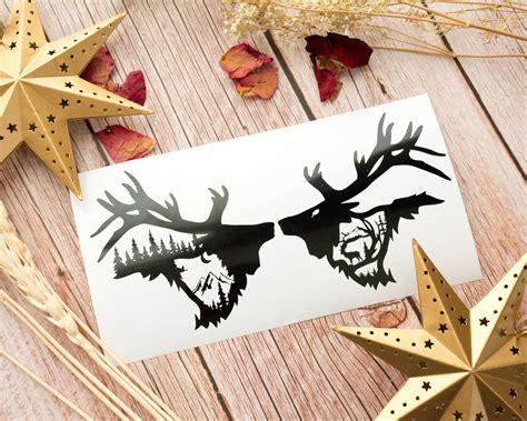 Elk Head Silhouette SVG Elk Antlers Clipart Night Mountain | Etsy