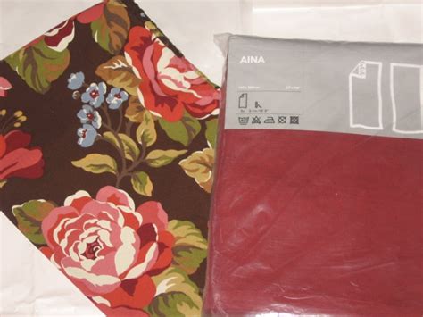 IKEA Aina Curtains Drapes DARK RED Linen 118" LONG Rust Merlot New