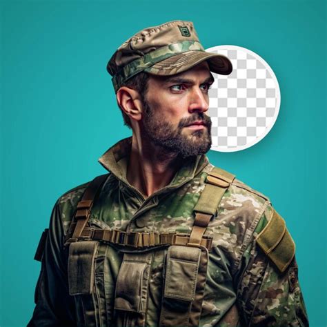 Premium PSD | Soldier salute isolated on transparent background