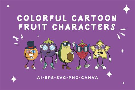 Colorful Cartoon fruit Characters