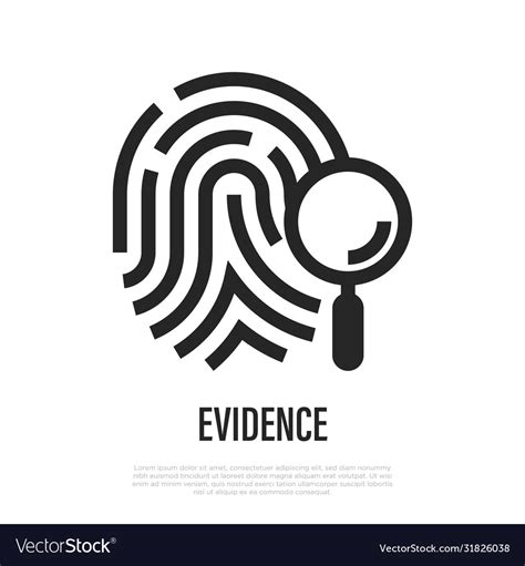 Evidence thin line icon magnifier on fingerprint Vector Image