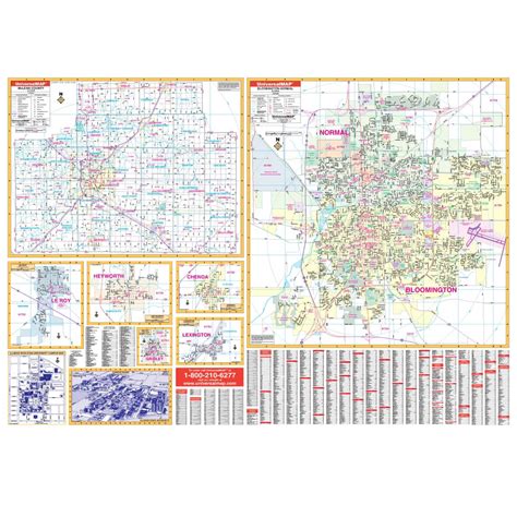 Bloomington, IL Wall Map by Kappa - The Map Shop