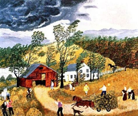 Thunderstorm-- by Grandma Moses | Grandma moses, Female artists, Naive art