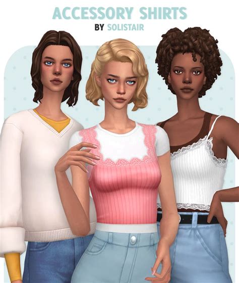 Accessory Shirts | Solistair | Sims 4, Sims, Sims 4 mods clothes