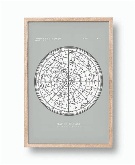 Star Map Constellations Poster. Map of the Sky. Modern Vintage ...