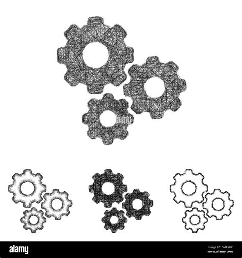 Gear icon set - sketch line art Stock Vector Image & Art - Alamy