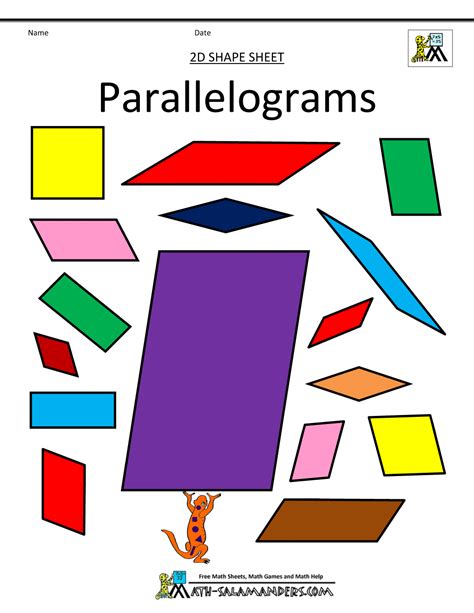 printable math sheets parallelograms col | Math sheets, Math printables ...