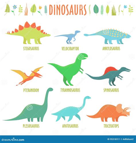 Dinosaurs types stock illustration. Illustration of lava - 95318311