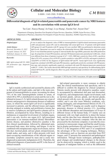 (PDF) Differential Diagnosis of IgG4-related Pancreatitis and Pancreatic Cancer by MRI Features ...