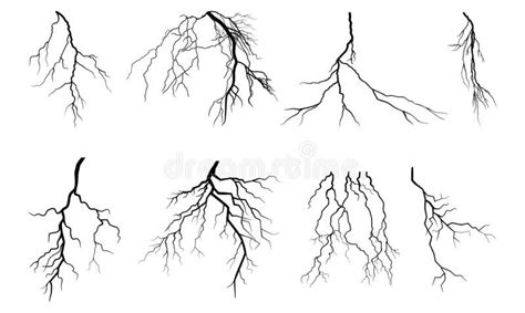 Illustration about Lightning Thunder Storm Zapping Vector Silhouette Set Isolated on White ...