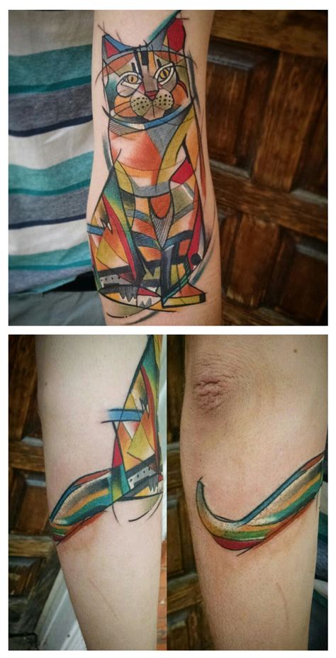 Abstract cat tattoo done by Brad Nugent @ Lucky Monkey Tattoo, Ann Arbor, MI | Monkey tattoos ...