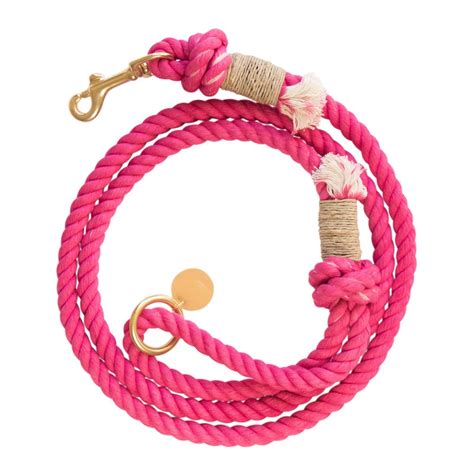 Stylish Dark Pink Cotton Rope Dog Leashes, Brass Fitting Dog Leashes