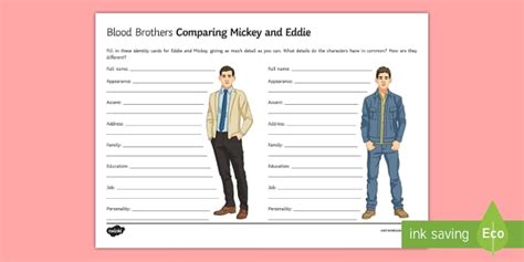 Blood Brothers Eddie and Mickey Comparison LA Worksheet / Worksheet