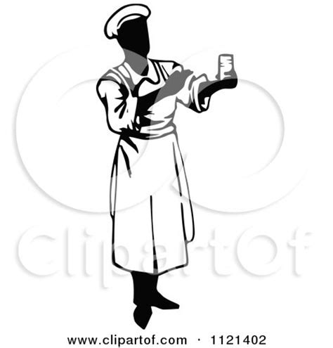 Retro Vintage Black And White Male Chef Holding A Cup Posters, Art ...