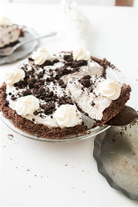 No Bake Oreo Pie with Chocolate Graham Cracker Crust - Oh Sweet Basil