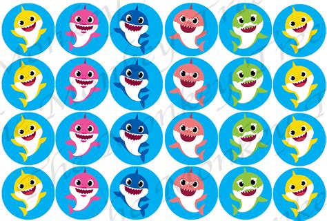 Baby Shark Edible Cupcake Toppers - set of 24 - The Monkey Tree