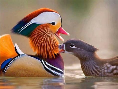 Beautiful Mandarin Duck And Baby... | BIRDS OF A FEATHER 3 | Pinterest