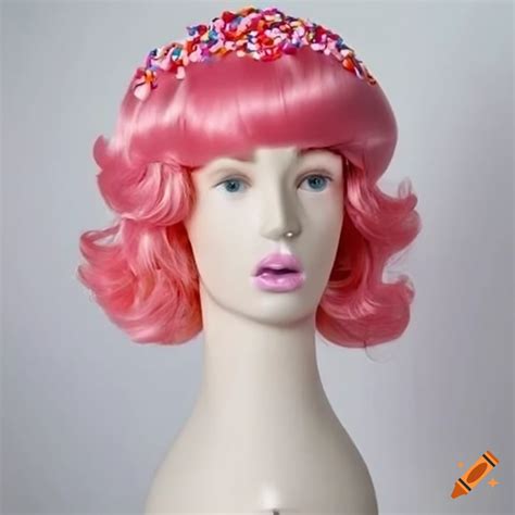 Vanilla ice cream wig on a mannequin