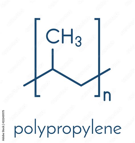 Polypropylene (polypropene, PP) plastic, chemical structure. Skeletal formula. Stock Vector ...