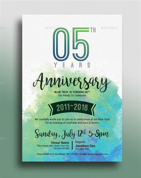 Elegant Watercolor Anniversary Invitation