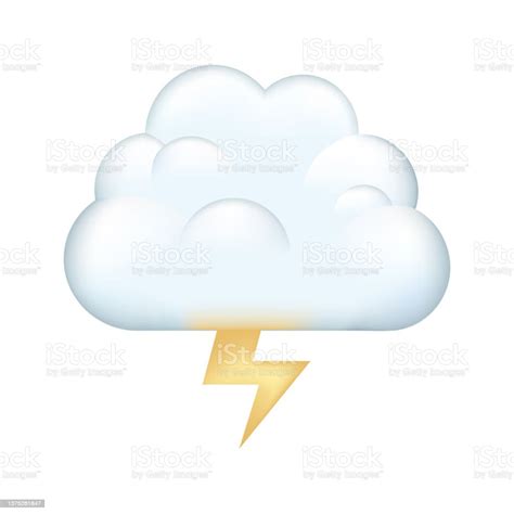 Cloud With Lightning And Thunderstorm Vector Emoji Illustration Stock ...