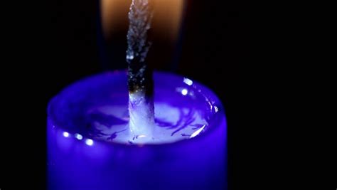 Close-up Timelapse Burning Blue Candle With Black Background Stock Footage Video 6292766 ...