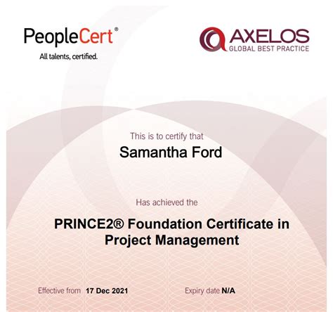 PRINCE2 Project Management Certification - Samantha Ford