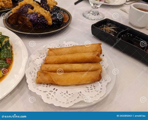 Spring rolls dim sum stock image. Image of brunch, snack - 243285043