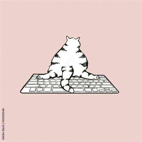 Keyboard Cat Stock Illustration | Adobe Stock