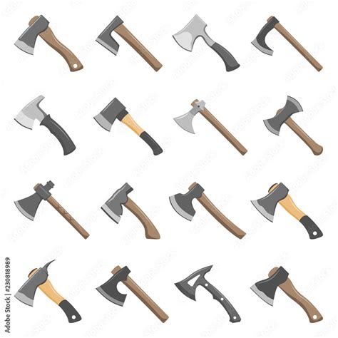 Sixteen different types of axes Stock Vector | Adobe Stock