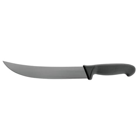 HUBERT® Stainless Steel Curved Cimeter Knife with Black Polypropylene Handle - 10"L Blade