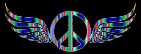 Clipart - Gold Peace Sign Wings Psychedelic 2