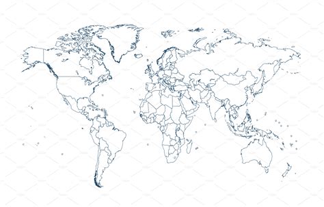 World Map With Countries Black And White - Map