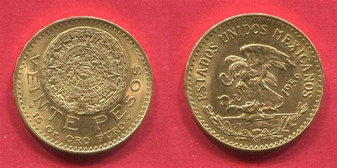 Mexico 20 Pesos Gold 1959 Aztec Calendar Piedra del Sol with value in ...