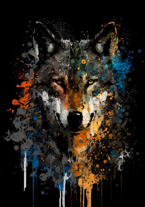 Wolf painting animal design poster - TenStickers