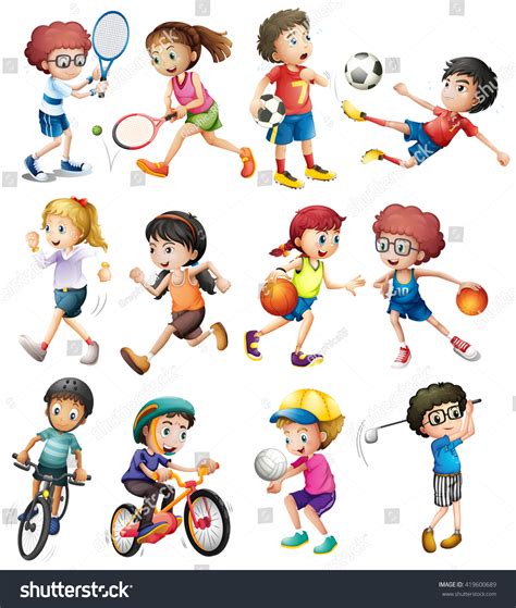 Children Doing Different Sports Illustration Stock Vector (Royalty Free ...