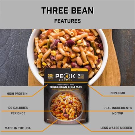 Peak Refuel Three Bean Chili Mac| Premium Freeze Dried Camping Food ...