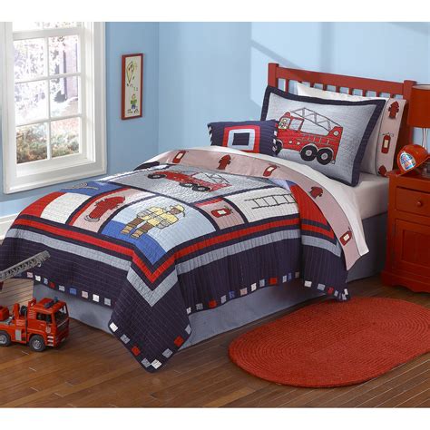 Give your little hero this fun firefighter bedding set! The quilt is prewashed, 100% cotton ...