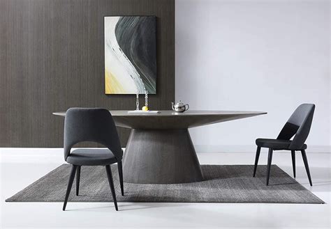 Grey Oval Dining Table with Pedestal Base Contemporary Design with Modern Look | Interior Design ...