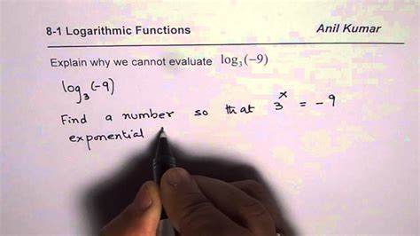 Why Can We not Evaluate Logarithm log 9 of Negative Number - YouTube