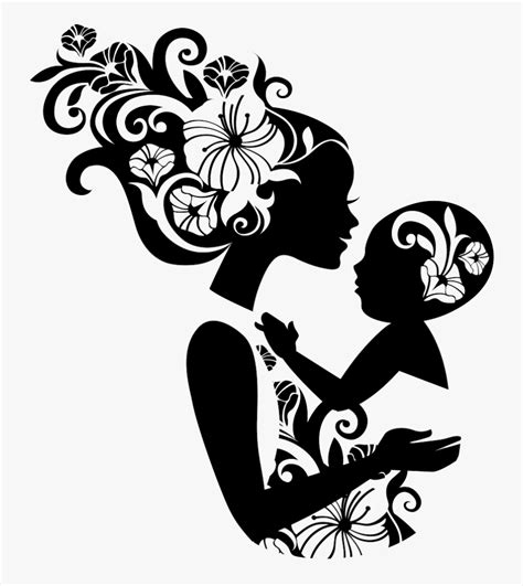 Mother And Child Silhouette Vector , Free Transparent Clipart - ClipartKey