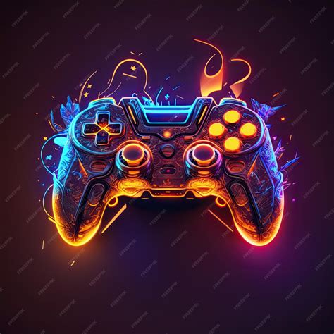 Premium Photo | Abstract neon light game controller artwork design digital art wallpaper glowing ...