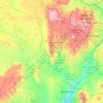 Sandoval County topographic map, elevation, terrain