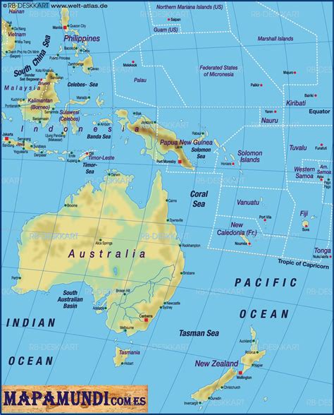 Lista 95+ Foto Mapa Del Continente De Oceania Con Nombres Para Imprimir ...