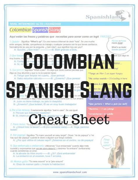 Colombian Spanish Slang | Cheat Sheet