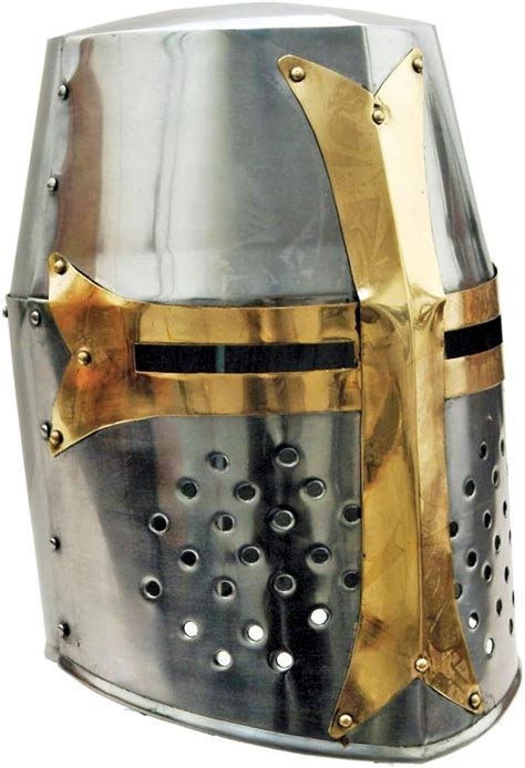 Amazon.com : Szco Supplies 14” Decorative Barrel Brass Helm Crusader Helmet : Sports & Outdoors