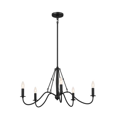 Five Light Chandelier from the Freesia collection in Textured Black ...